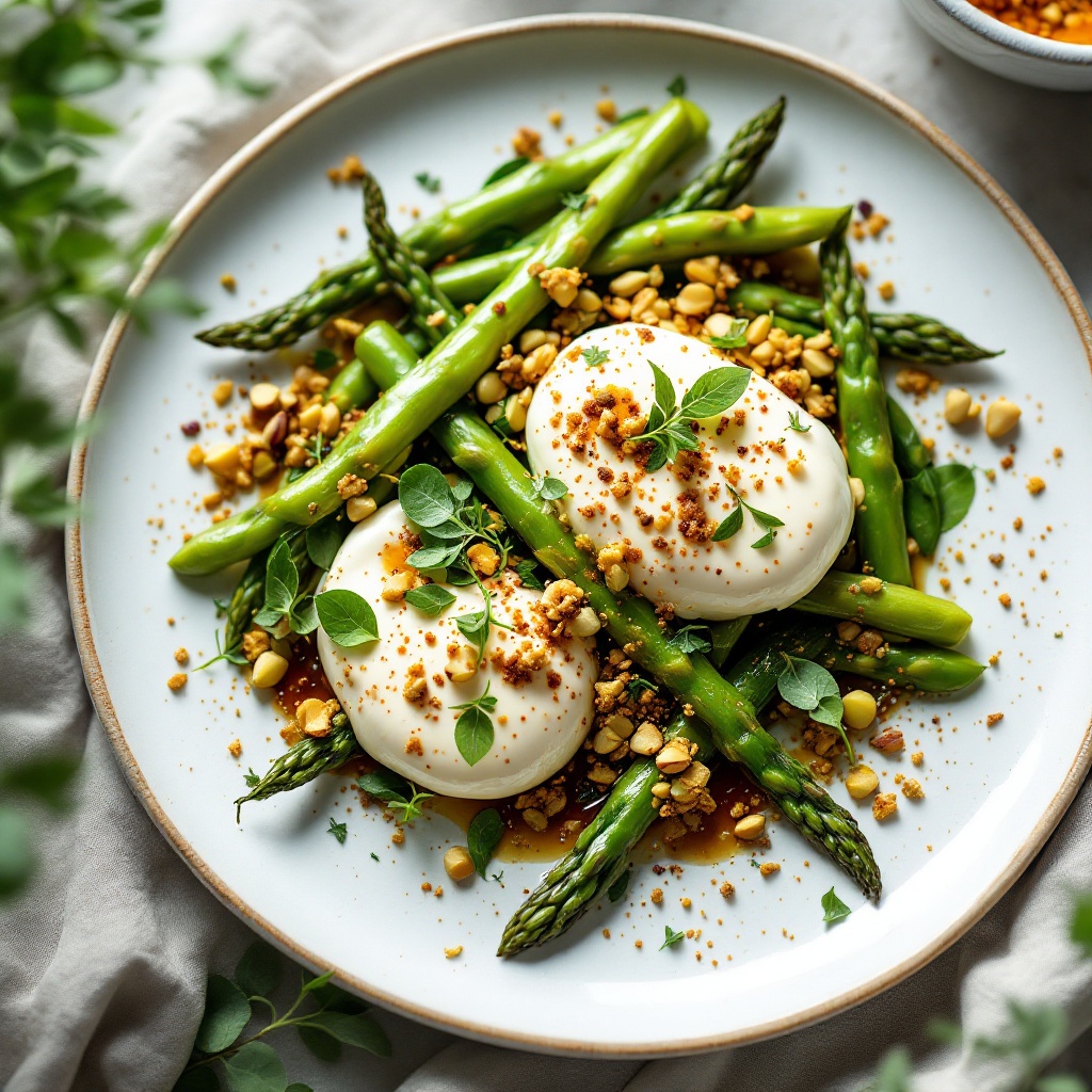 Burrata mit Spargel & Erbsen