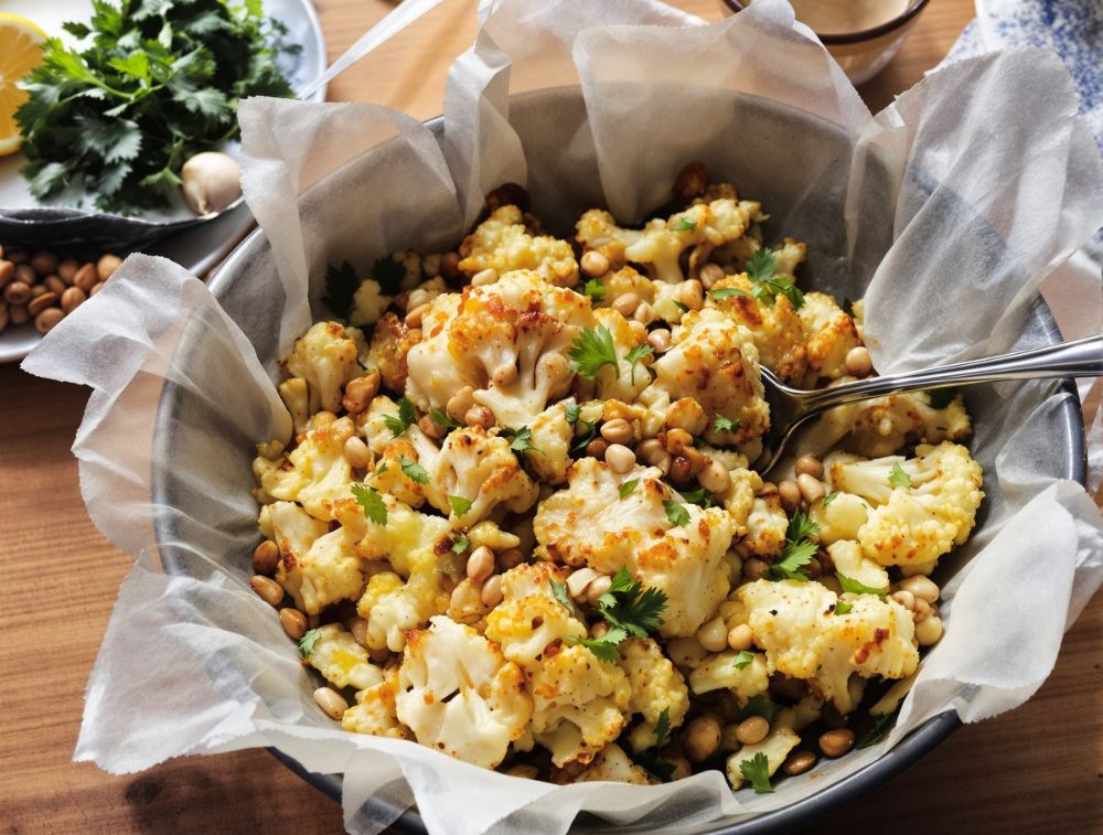 Gerösteter Blumenkohl mit Tahini und Harissa